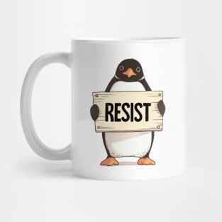 Funny Penguins RESIST Anti-Tariff Protest Mug